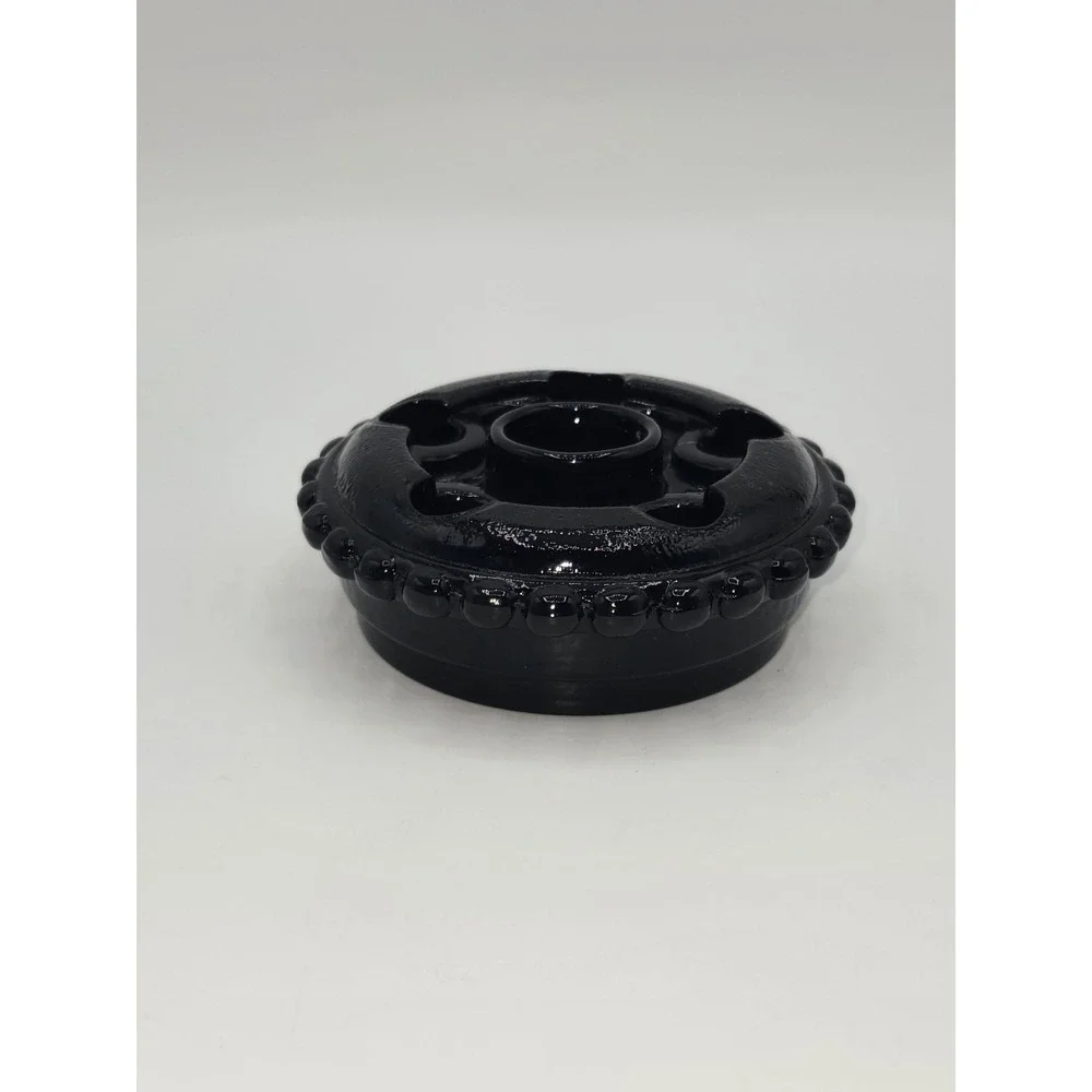 Fenton Black Glass‎ Hobnail Candleholder Ring Centerpiece